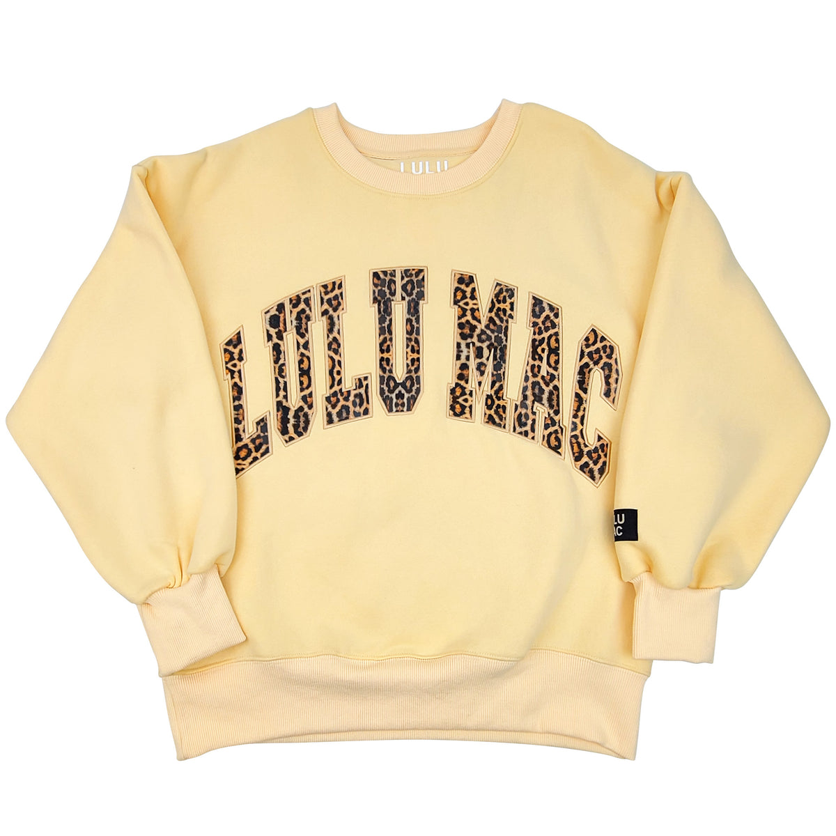 Lulu Mac Puff Crewneck Sweatshirt in Yellow and Leopard