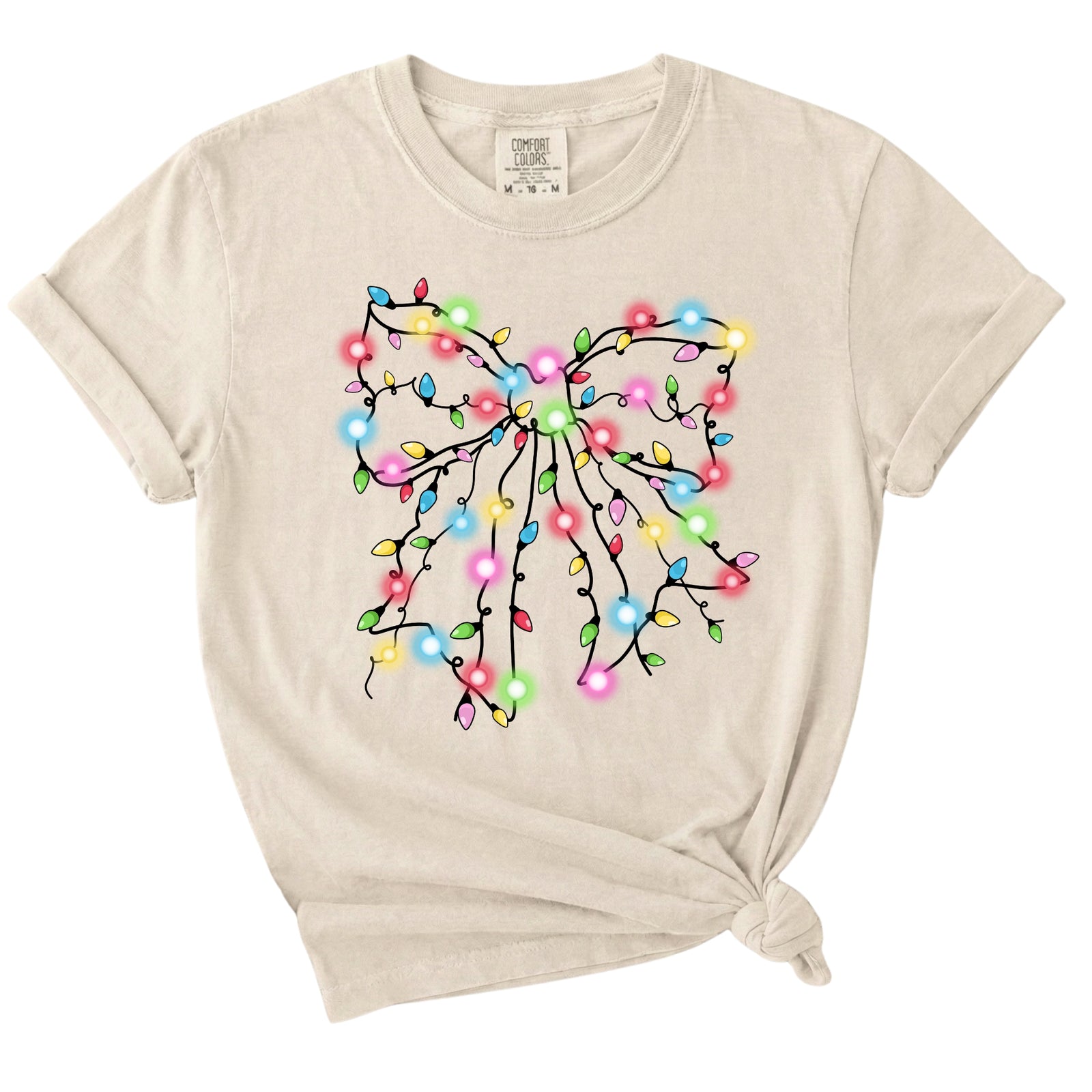 Christmas Lights Bow Short Sleeve T-Shirt