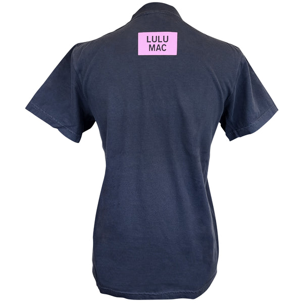 Lulu Mac Striped Boots Graphic Short Sleeve T-Shirt in Navy
