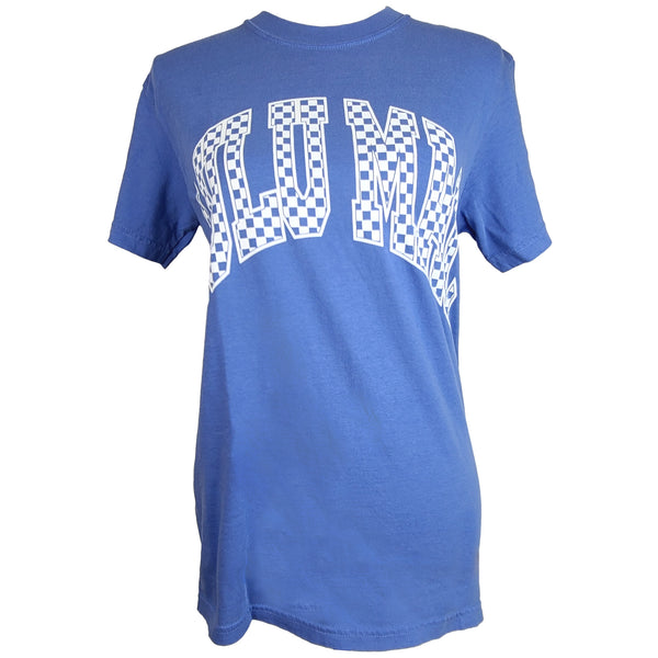 Lulu Mac Checkered Short Sleeve T-Shirt in Flow Blue and White