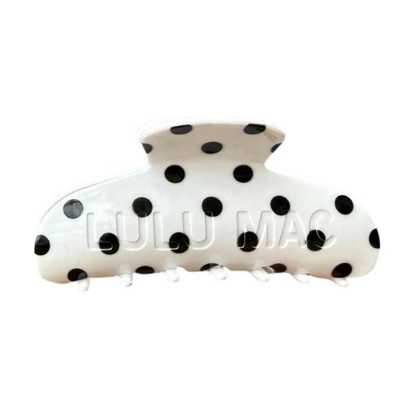 Lulu Mac Claw Clip in White with Black Dot