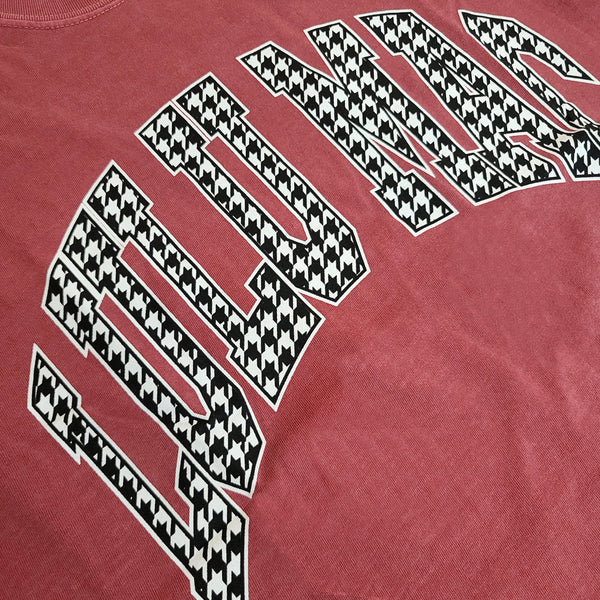 Lulu Mac Houndstooth Short Sleeve T-Shirt in Crimson
