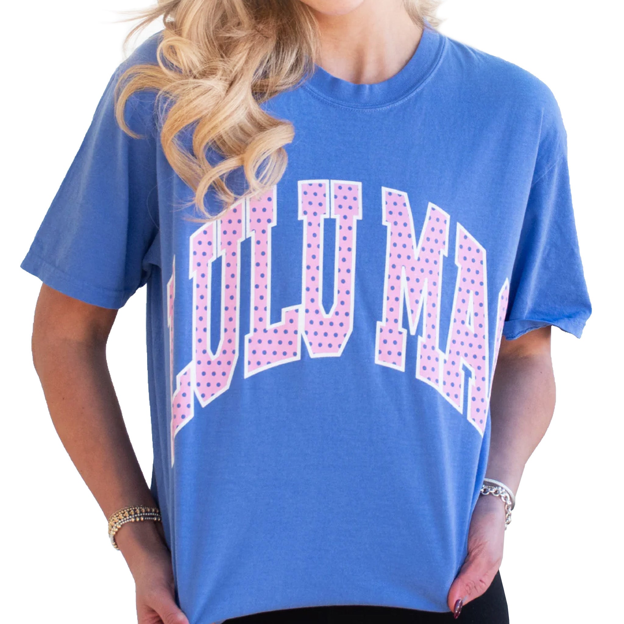 Lulu Mac Polka Dot Fill Short Sleeve T-Shirt Flo Blue