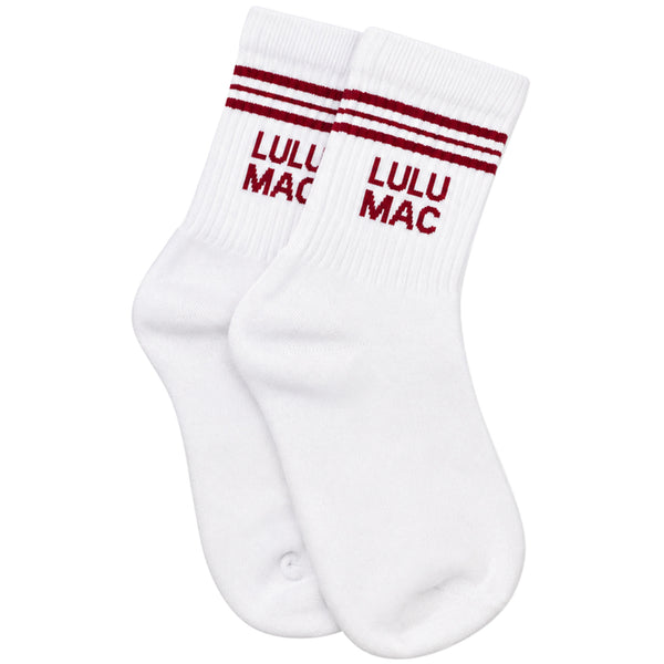 Lulu Mac Crew Socks in Crimson