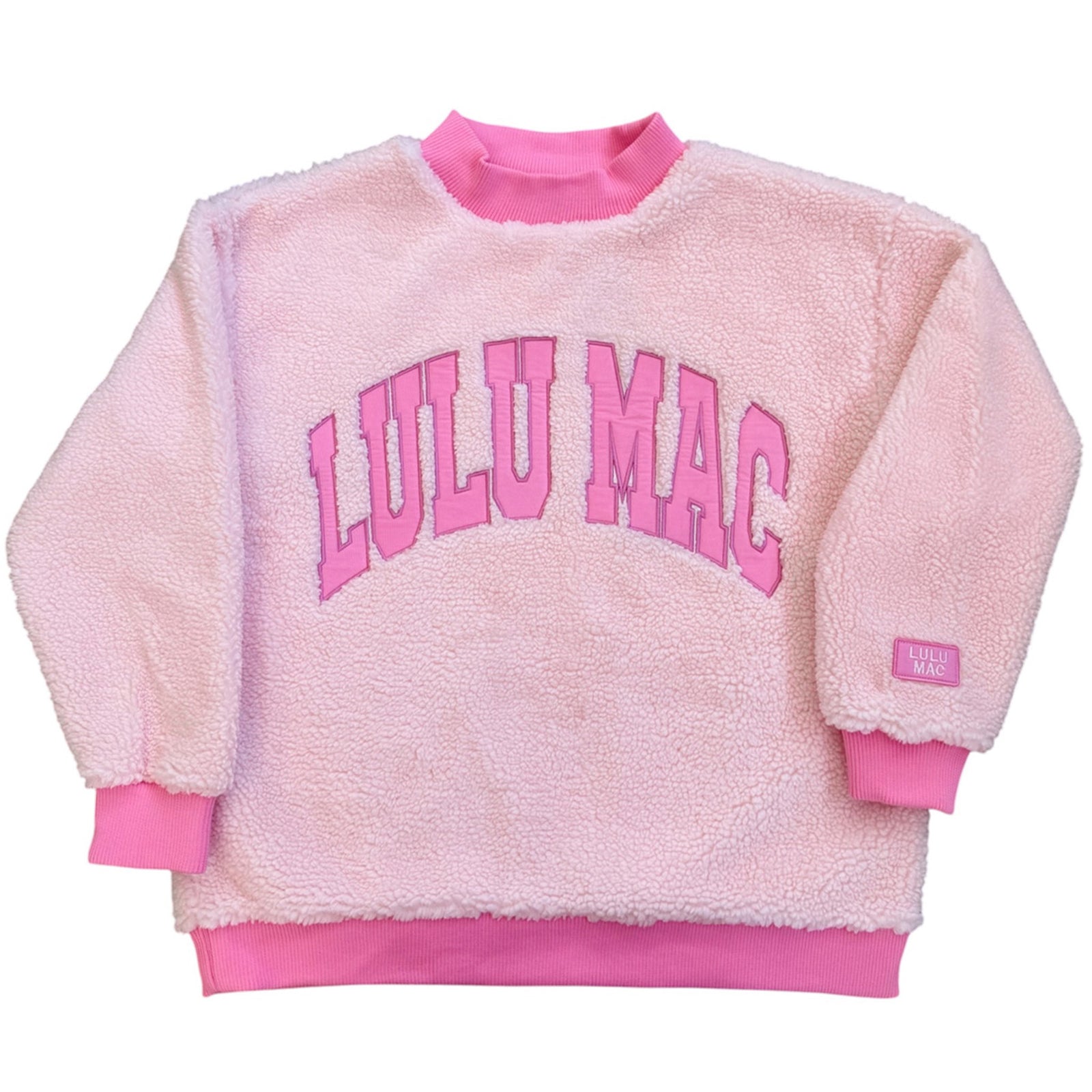Lulu Mac Sherpa Mockneck Sweatshirt in Hot Pink and Light Pink