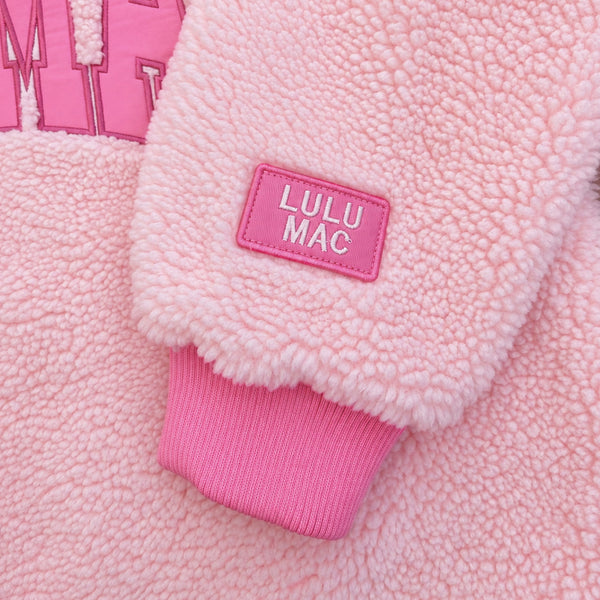 Lulu Mac Sherpa Mockneck Sweatshirt in Hot Pink and Light Pink