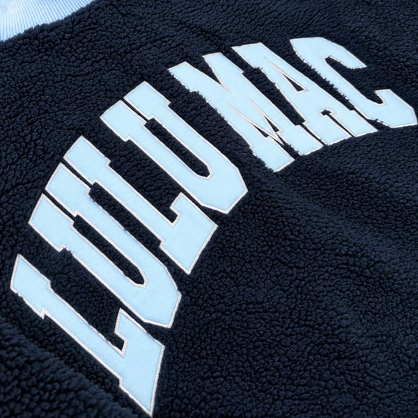 Lulu Mac Sherpa Mockneck Sweatshirt in Navy and Light Blue