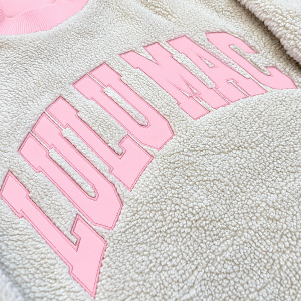 Lulu Mac Sherpa Mockneck Sweatshirt in Cream and Light Pink