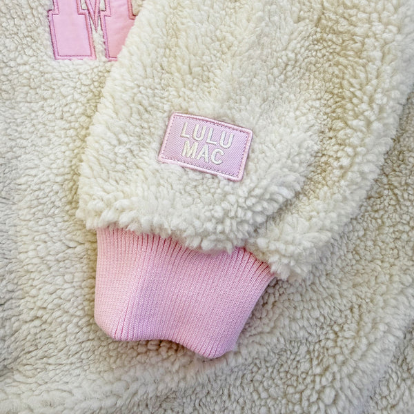 Lulu Mac Sherpa Mockneck Sweatshirt in Cream and Light Pink