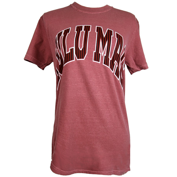 Lulu Mac Striped Short Sleeve T-Shirt in Garnet and Black
