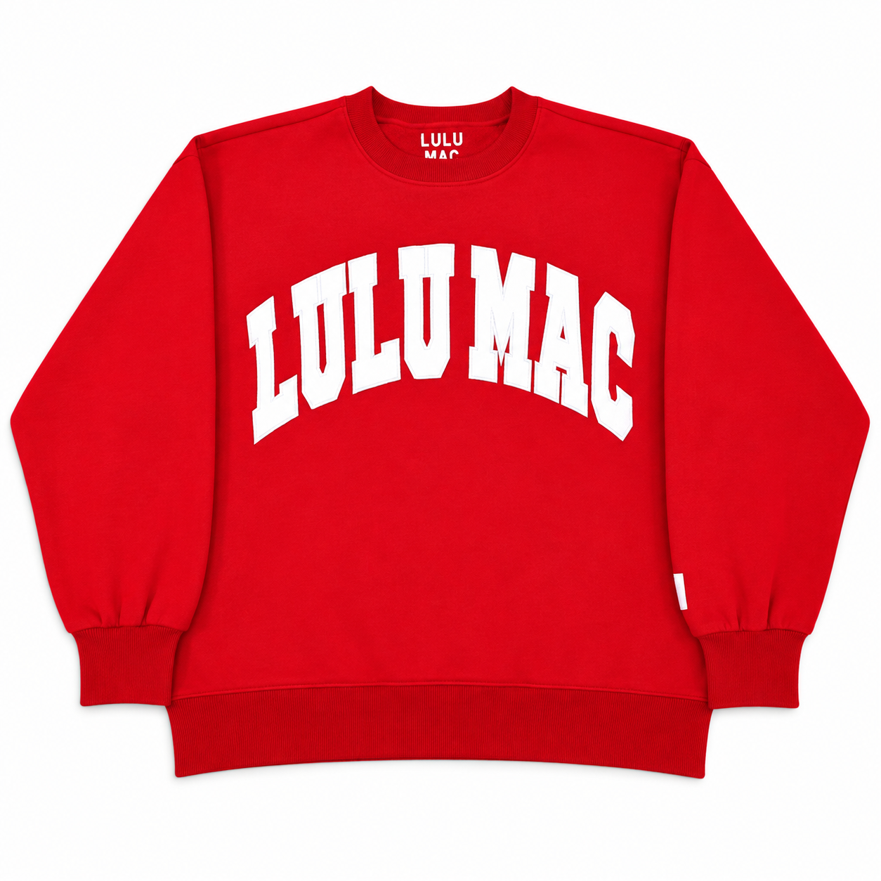Lulu Mac White Embroidered Crewneck in Red and White