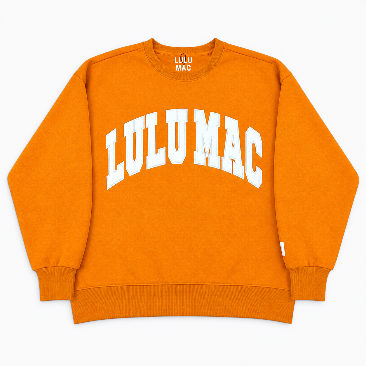 Lulu Mac White Embroidered Crewneck in Orange and White