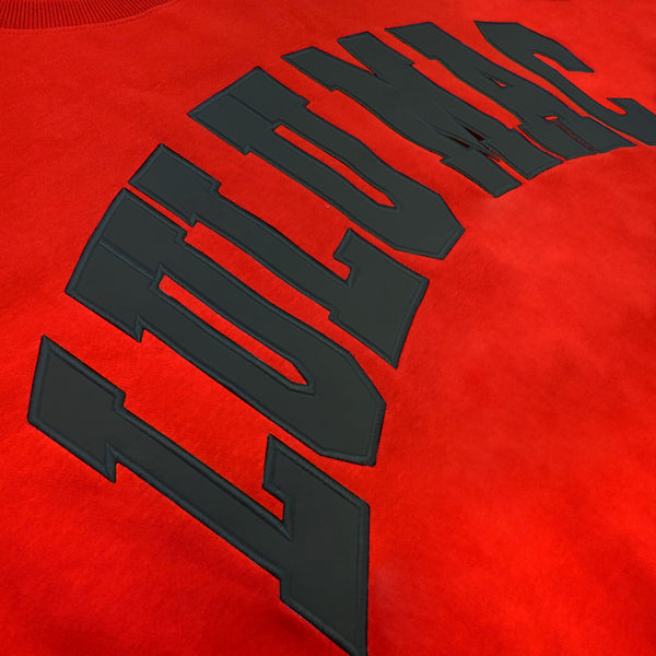 Lulu Mac White Stitched Gameday Crewneck in Red and Black