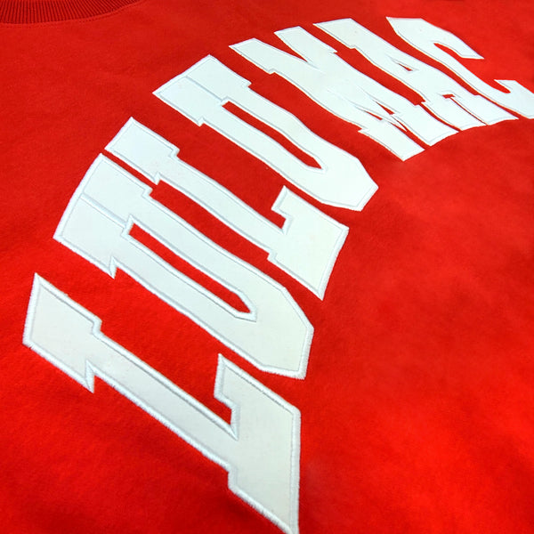 Lulu Mac White Stitched Gameday Crewneck in Red and White