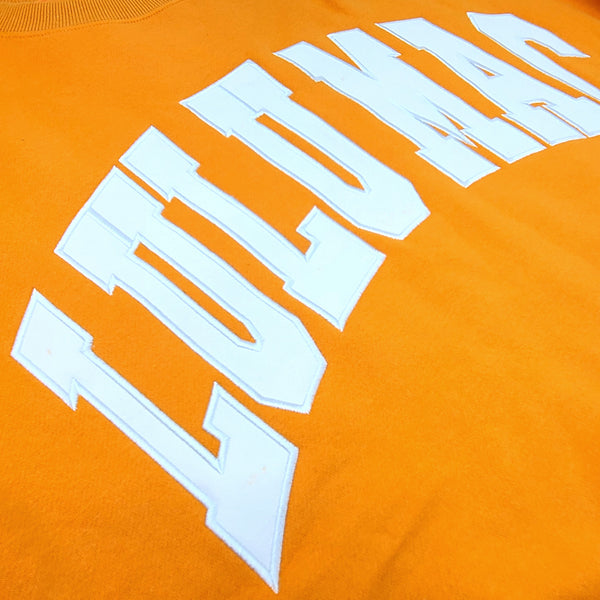 Lulu Mac White Stitched Gameday Crewneck in Orange and White