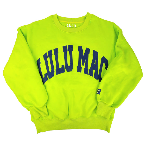 Lulu Mac Puff Crewneck Sweatshirt in Chartreuse and Deep Blue