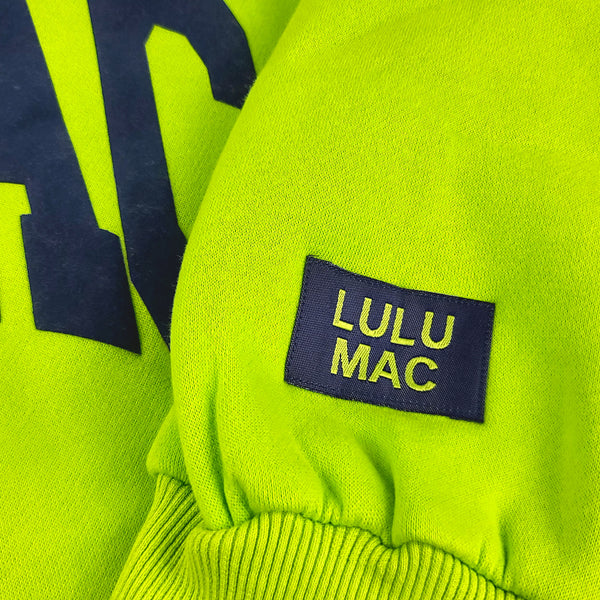 Lulu Mac Puff Crewneck Sweatshirt in Chartreuse and Deep Blue