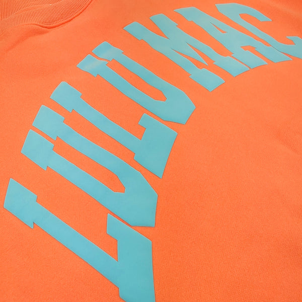 Lulu Mac Puff Crewneck Sweatshirt in Orange and Blue