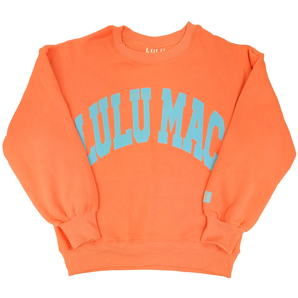 Lulu Mac Puff Crewneck Sweatshirt in Orange and Blue