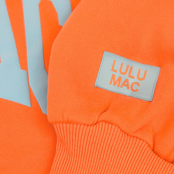 Lulu Mac Puff Crewneck Sweatshirt in Orange and Blue