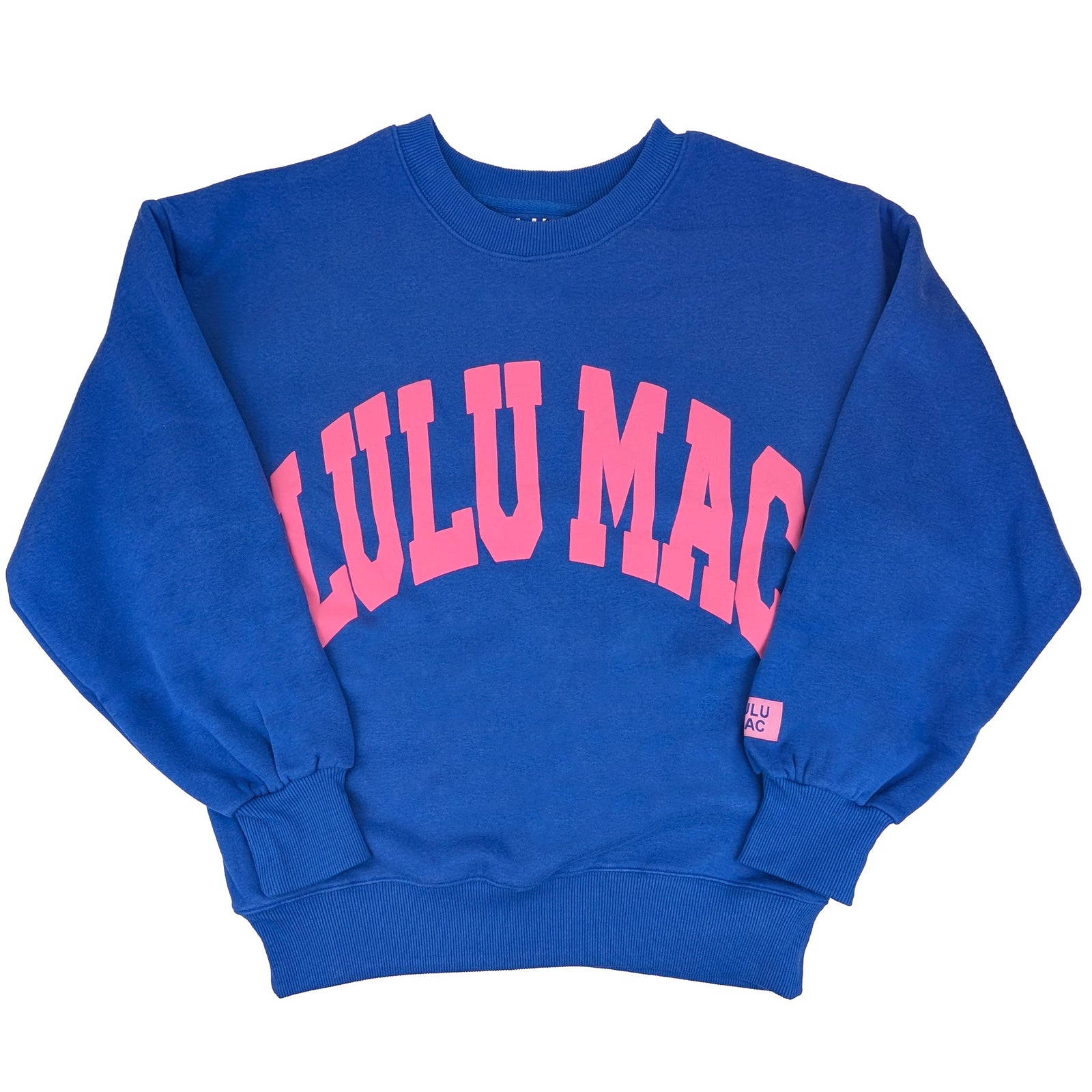 Lulu Mac Puff Crewneck Sweatshirt in Royal Blue and Pink