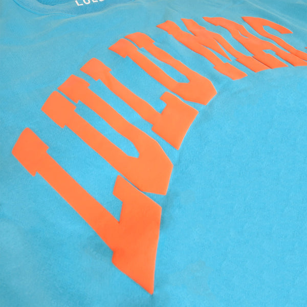 Lulu Mac Puff Crewneck Sweatshirt in Teal and Orange