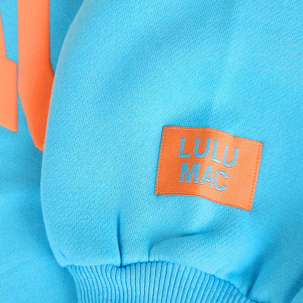 Lulu Mac Puff Crewneck Sweatshirt in Teal and Orange