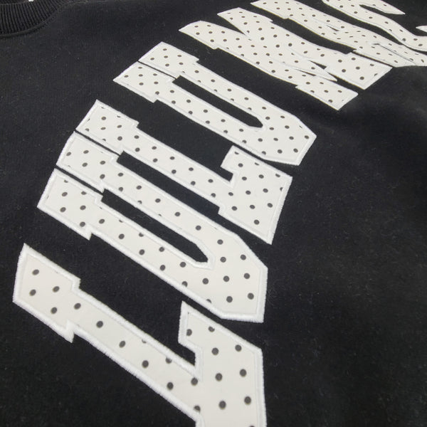Lulu Mac Dot Applique Crewneck Sweatshirt in Black and White
