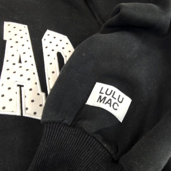 Lulu Mac Dot Applique Crewneck Sweatshirt in Black and White