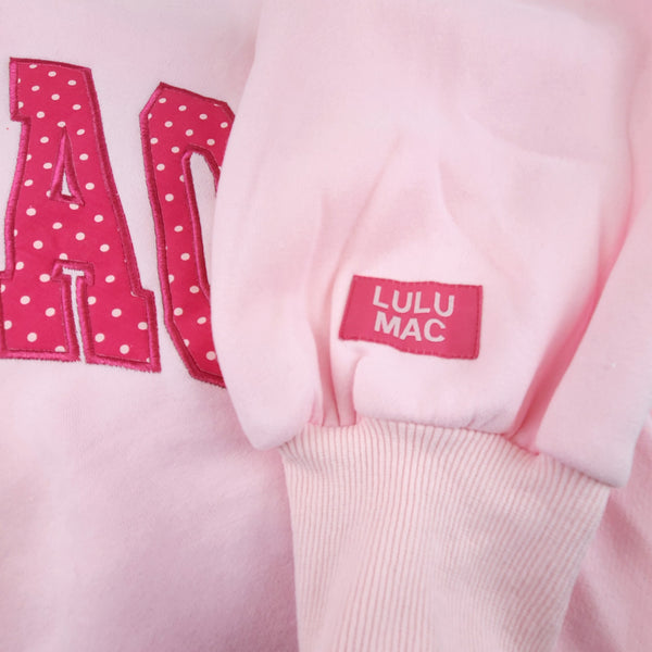 Lulu Mac Dot Applique Crewneck Sweatshirt in Light Pink and Hot Pink