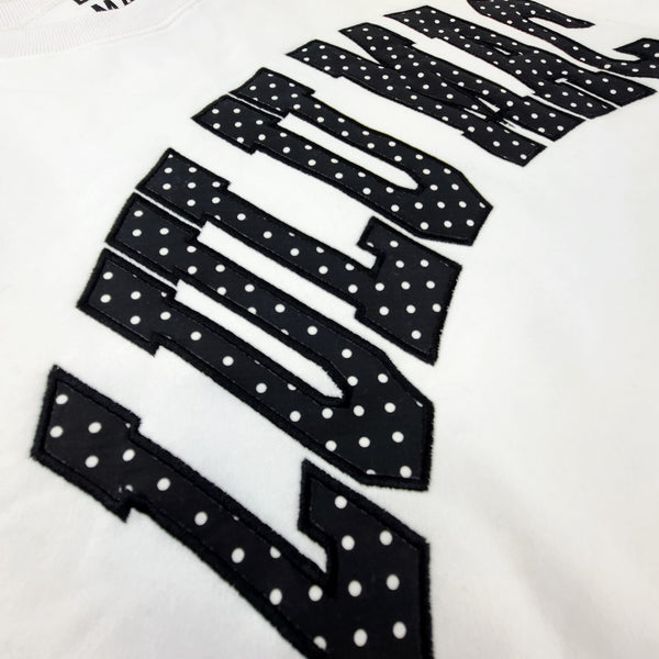 Lulu Mac Dot Applique Crewneck Sweatshirt in White and Black