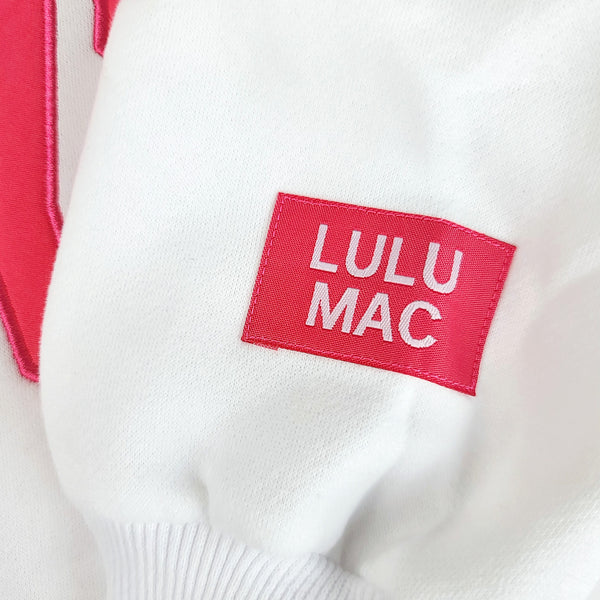 Lulu Mac Multi Color Applique Crewneck Sweatshirt in White