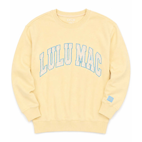 Lulu Mac Striped Embroidered Sweatshirt in Butter Yellow