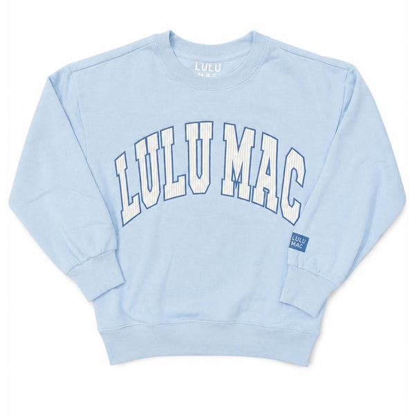 Lulu Mac Striped Embroidered Sweatshirt in Light Blue