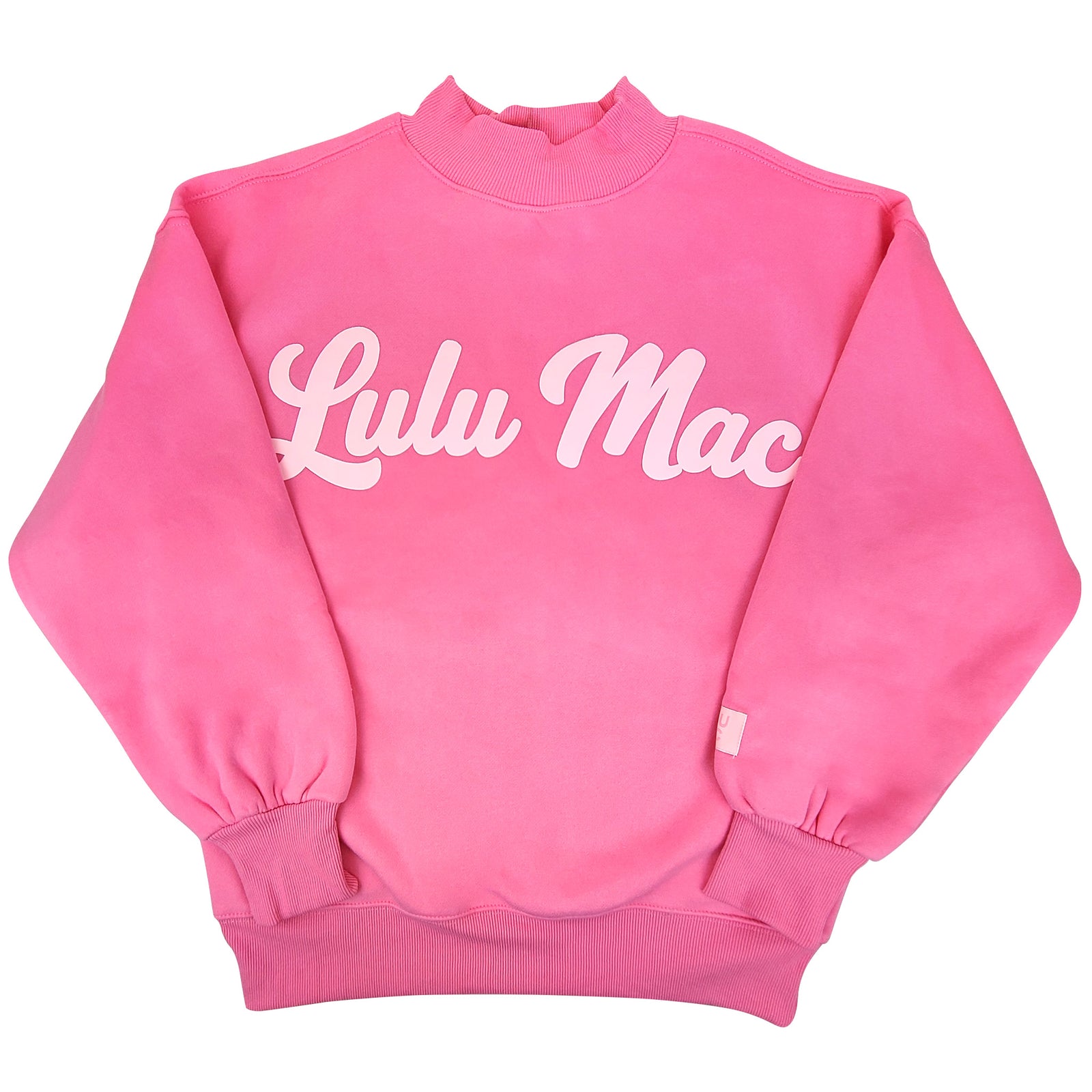 Lulu Mac Script Mockneck Sweatshirt in Bubblegum