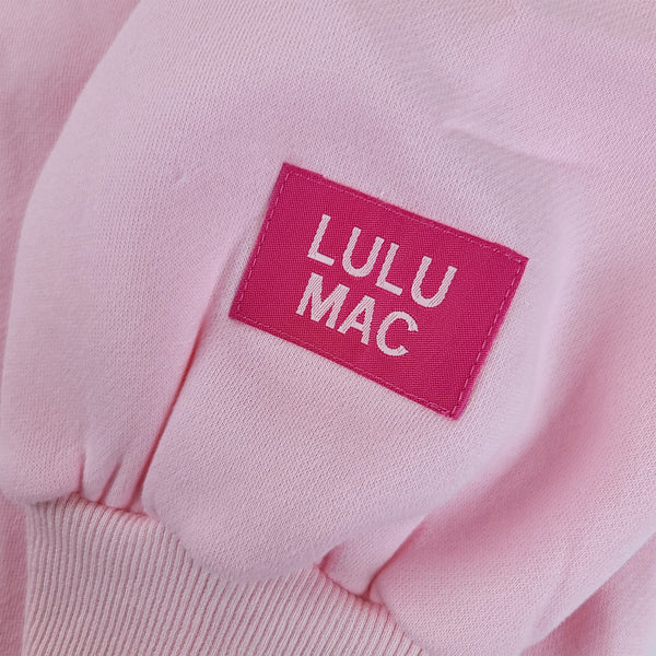 Lulu Mac Script Mockneck Sweatshirt in Light Pink and Hot Pink