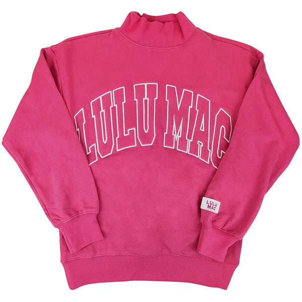 Lulu Mac Open Letter Mockneck Sweatshirt in Hot Pink