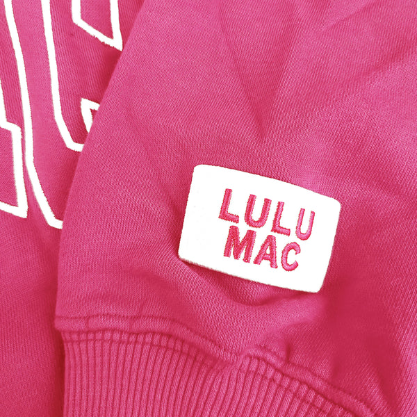 Lulu Mac Open Letter Mockneck Sweatshirt in Hot Pink