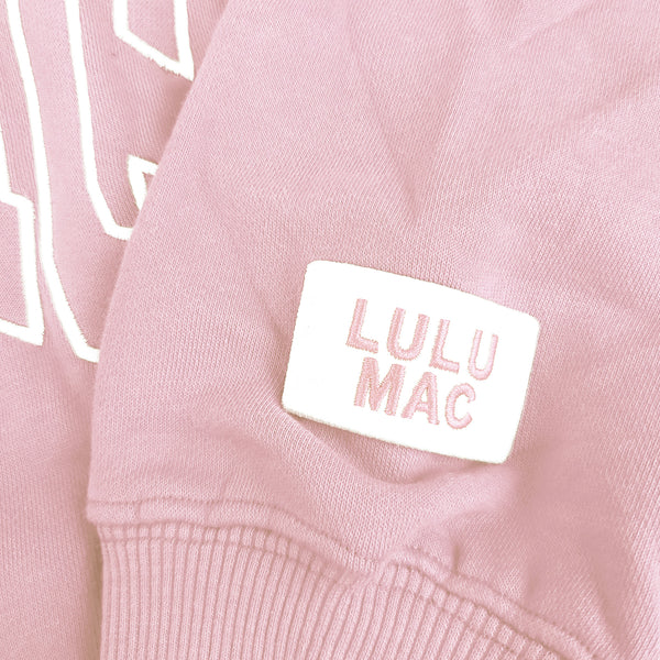 Lulu Mac Open Letter Mockneck Sweatshirt in Light Pink
