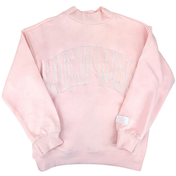 Lulu Mac Open Letter Mockneck Sweatshirt in Light Pink