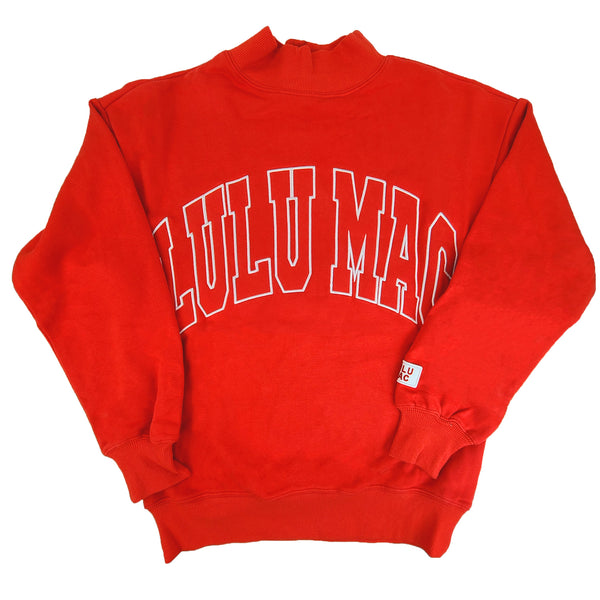 Lulu Mac Open Letter Mockneck Sweatshirt in Red
