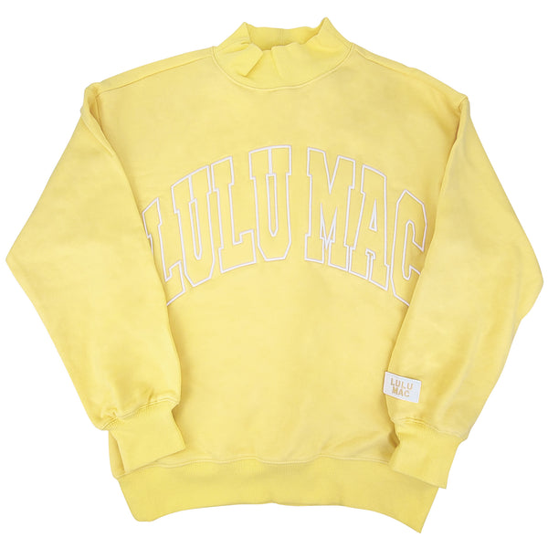 Lulu Mac Open Letter Mockneck Sweatshirt in Yellow