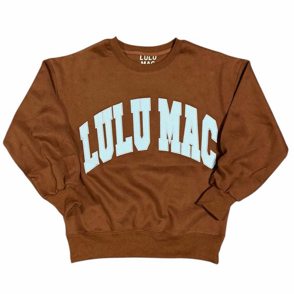 Lulu Mac Stitch Crewneck Sweatshirt in Blue and Brown by Girlie Girl Originals