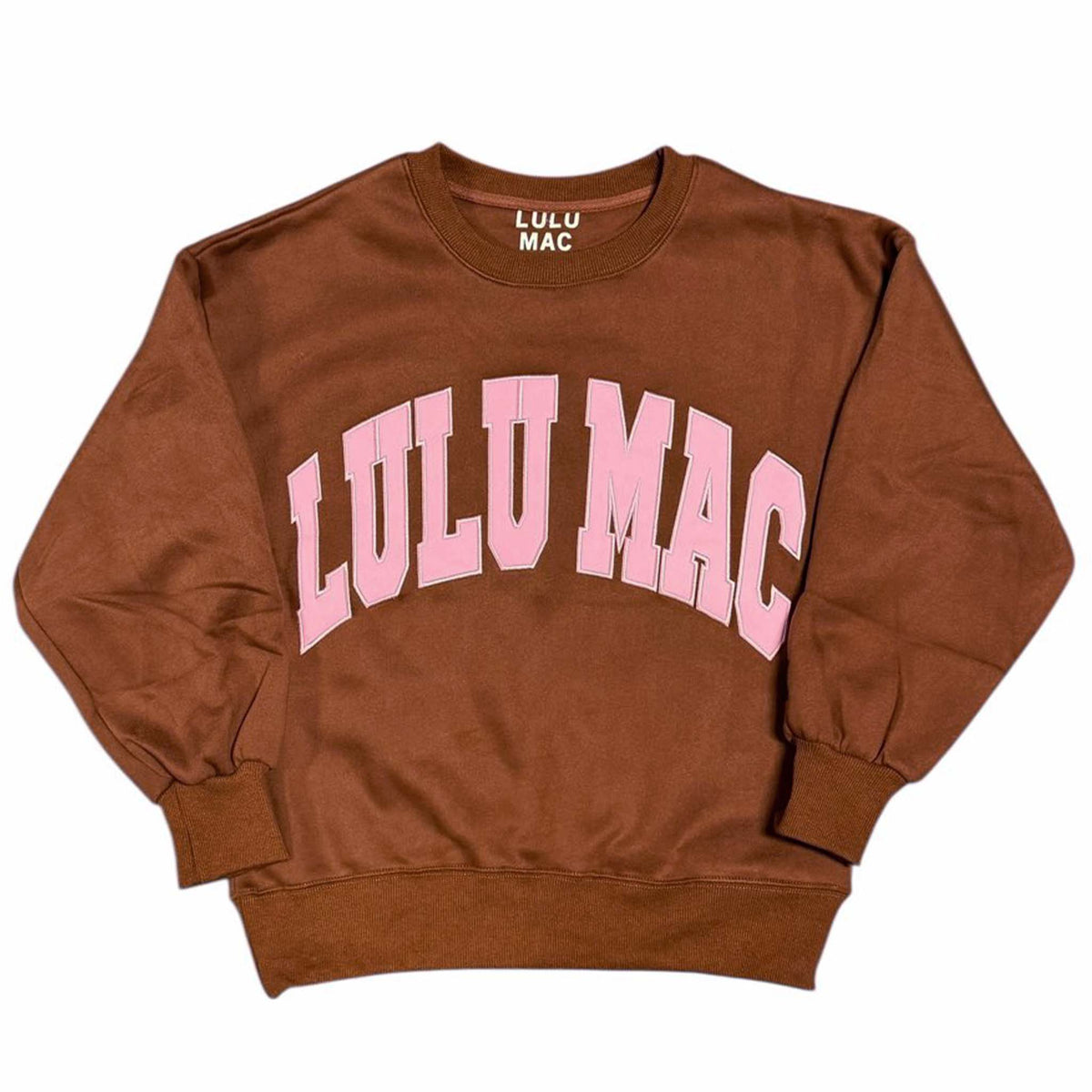 Lulu Mac Stitch Crewneck Sweatshirt in Pink and Brown by Girlie Girl Originals