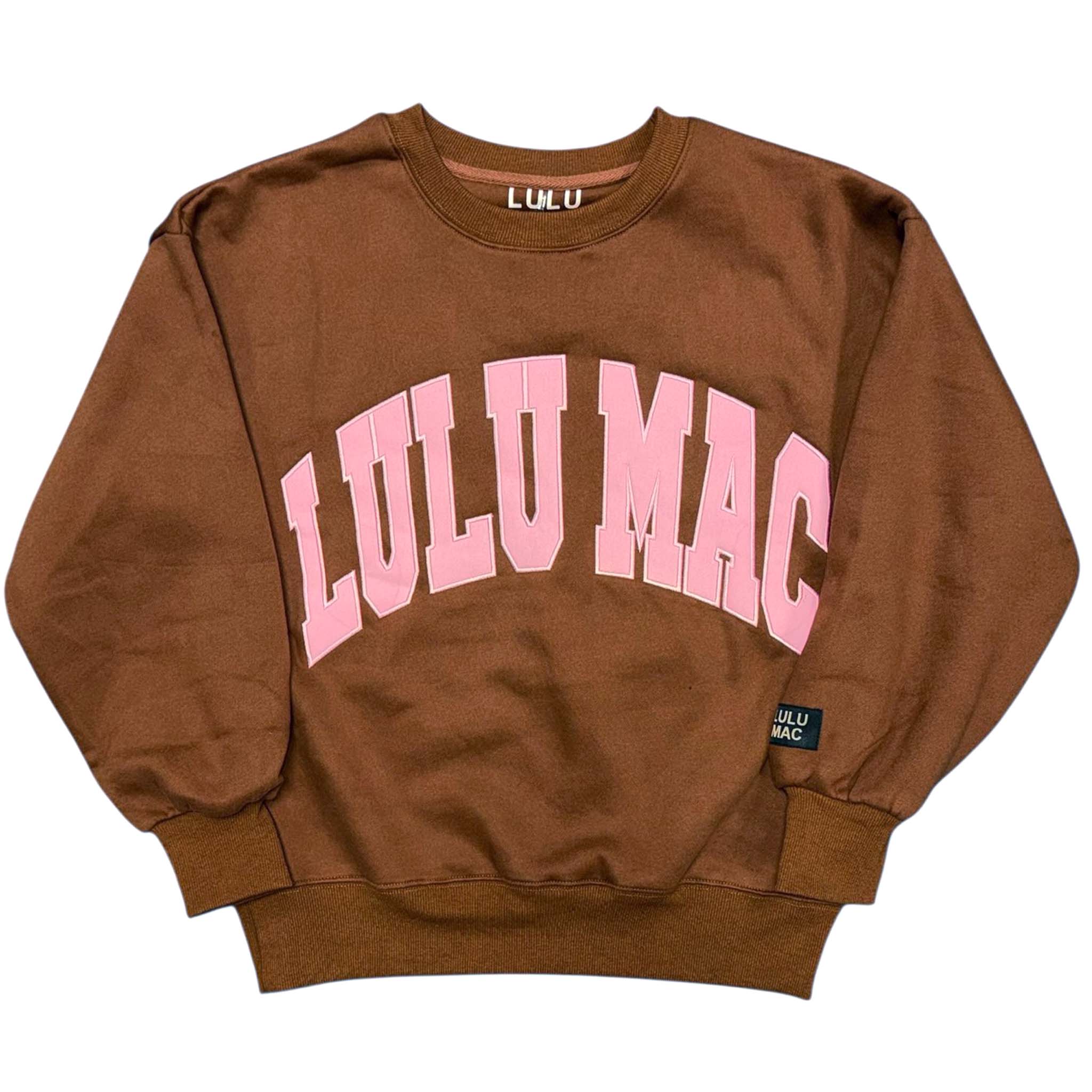 Lulu Mac Puff Crewneck Sweatshirt Brown and Light Pink
