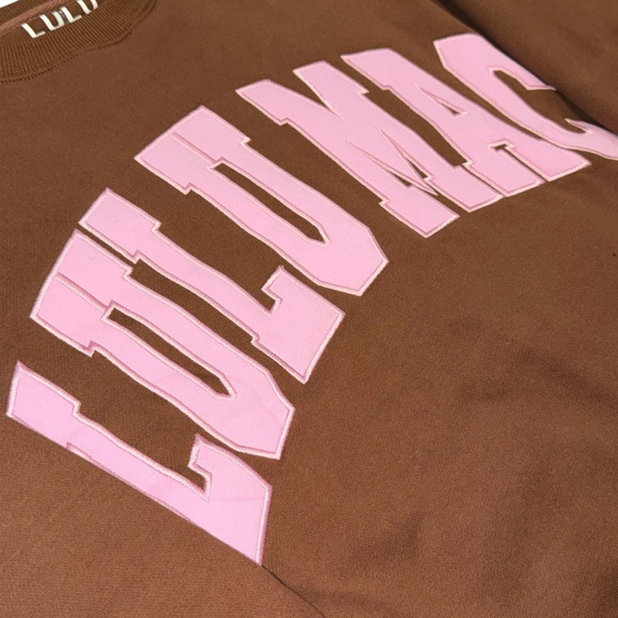 Lulu Mac Puff Crewneck Sweatshirt Brown and Light Pink