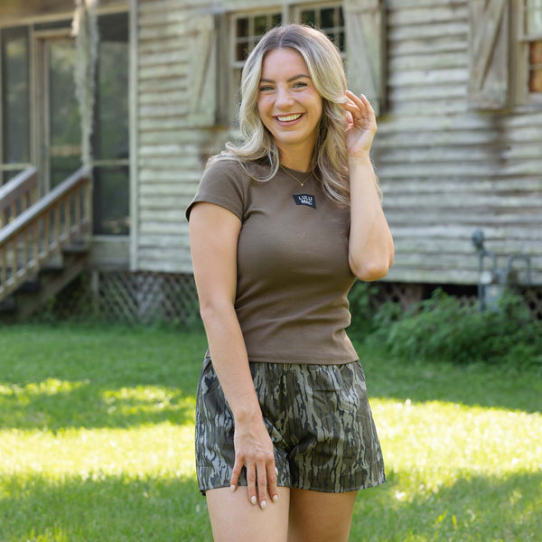 Lulu Mac Baby Tee in Dark Olive
