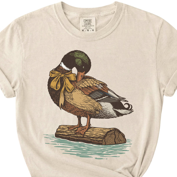 Mallard Duck and Bow Short Sleeve T-Shirt