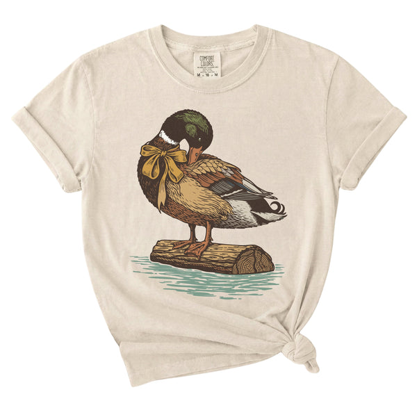 Mallard Duck and Bow Short Sleeve T-Shirt