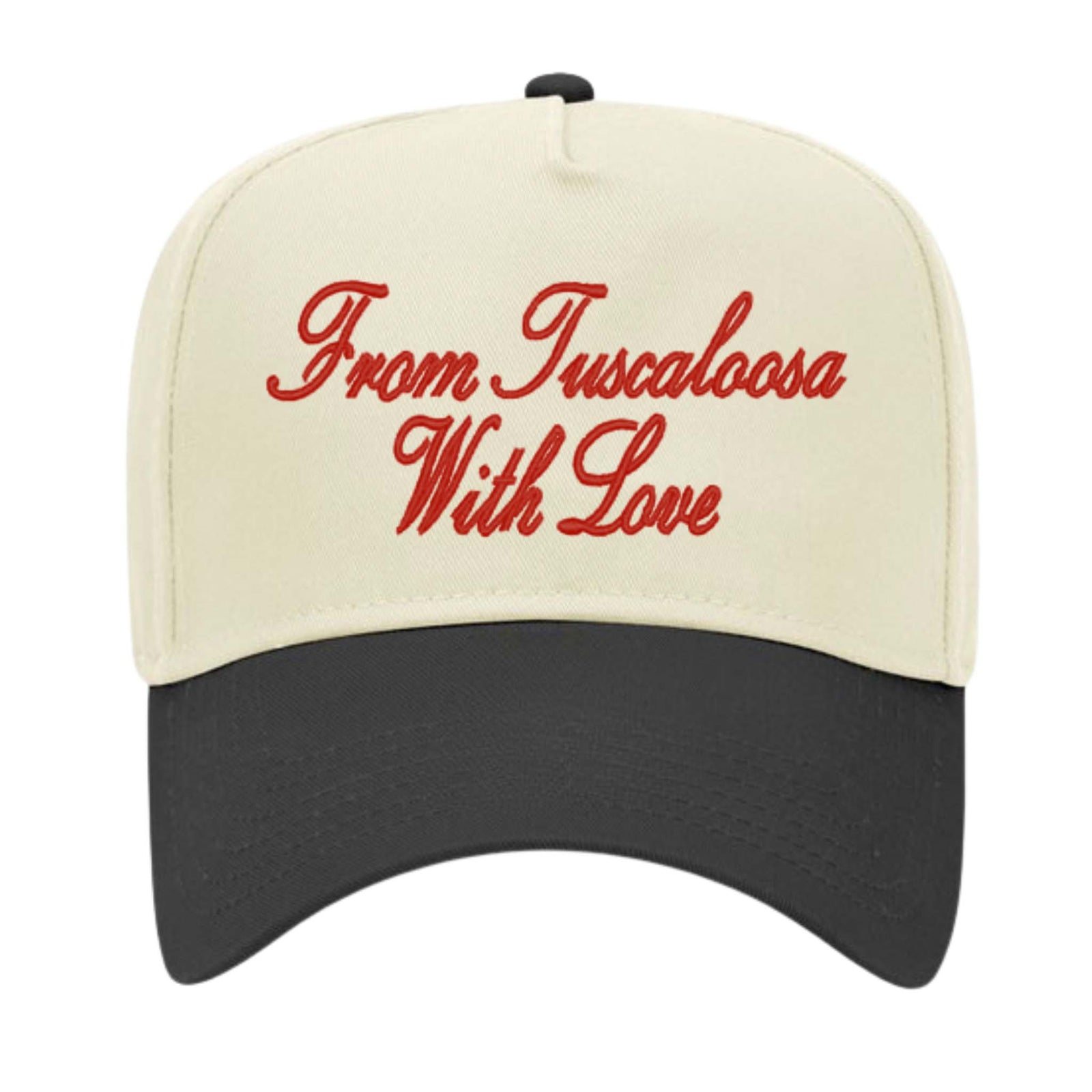 Cap with 'From Tuscaloosa With Love' text on a white background